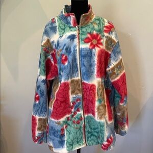 Colorful Floral Fleece Jacket vintage Alfred dunner large